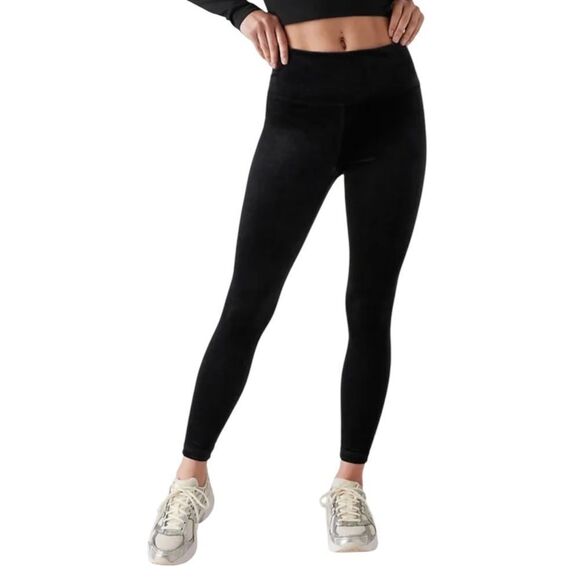 Athleta Black Elation Velvet Tight Leggings Medium NWOT - Picture 1 of 12